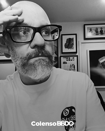 Black and white portrait of Rob Campbell