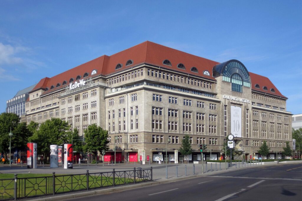 Exterior of KaDeWe department store in Berlin, an icon of European commerce exemplifying timeless retail design principles in luxury architecture.