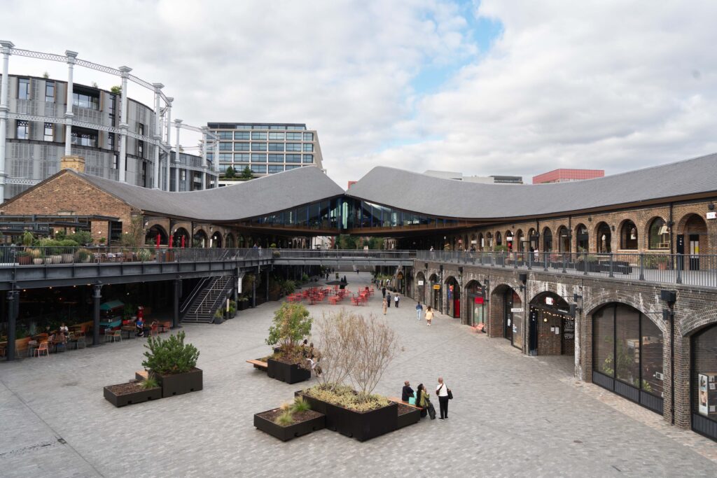 Coal Drops Yard in London, an urban retail and cultural destination featuring restored Victorian architecture with modern design by Heatherwick Studio.
